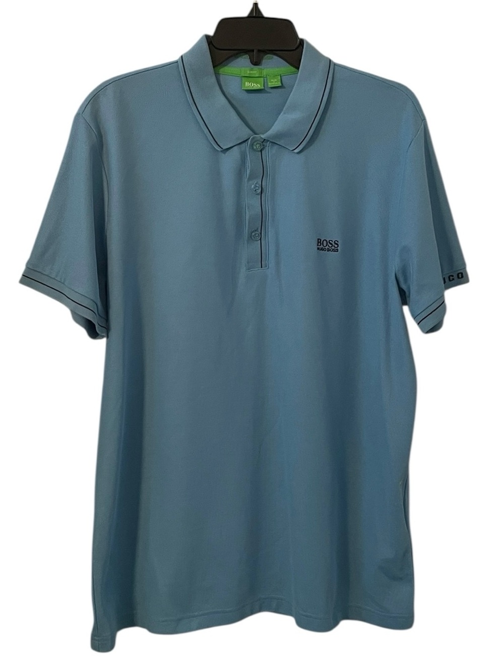 BOSS Hugo Boss Men's Light Blue Moisture Manager Slim Polo Shirt Top Size XXL‎